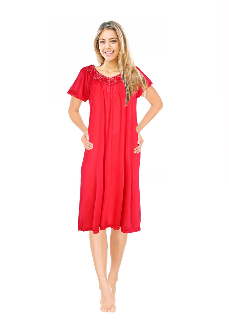 JEFFRICO Womens Short Sleeve Nightgowns Sleepwear Soft Pajama Dress Nightshirts