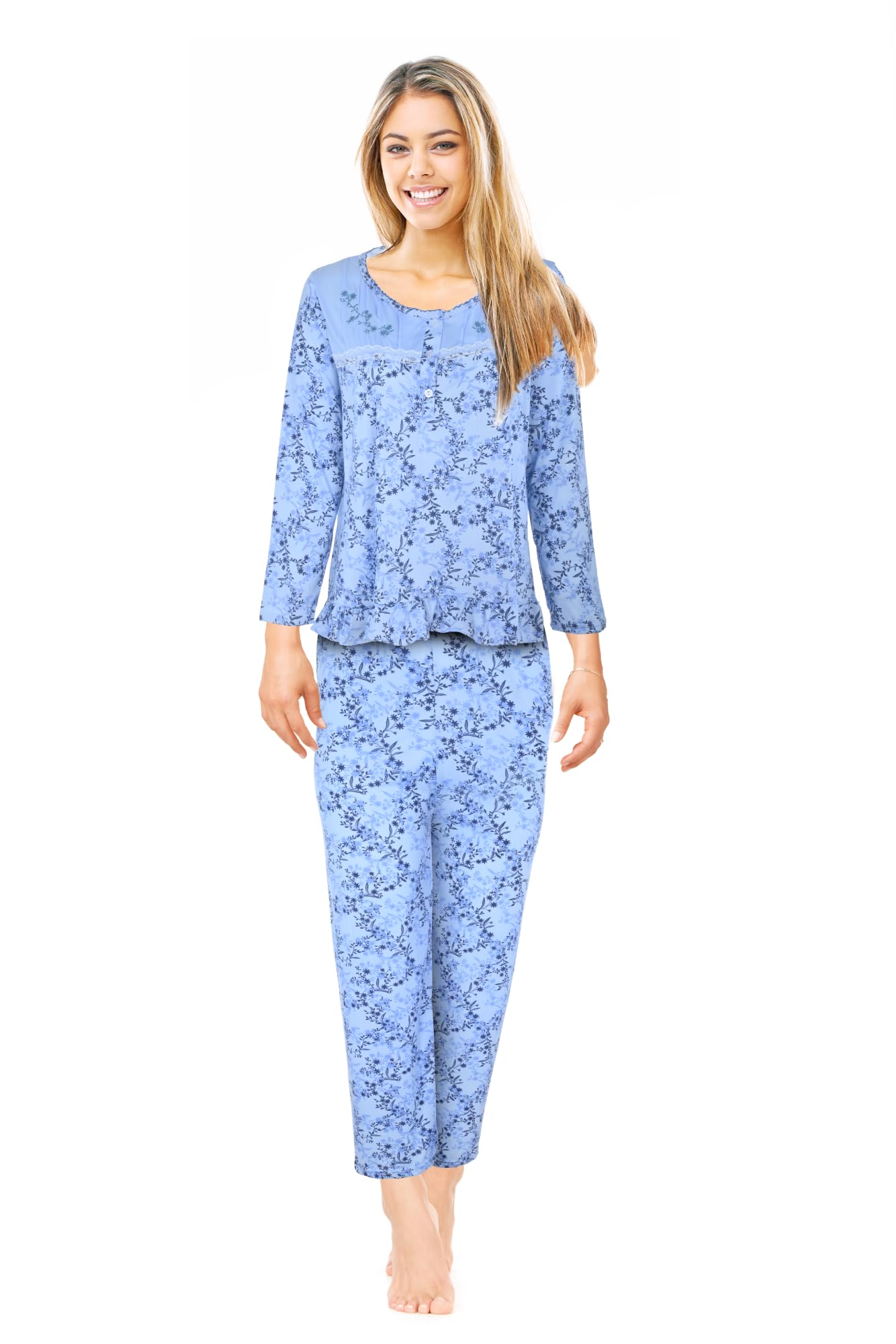JEFFRICO Womens Pajamas For Women Long Sleeve Pajamas Set