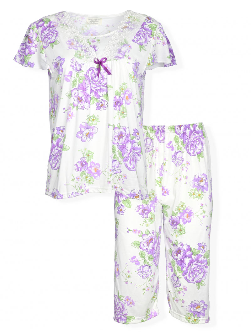 JEFFRICO Womens Pajamas For Women Capri Set Sleepwear Soft Pajamas