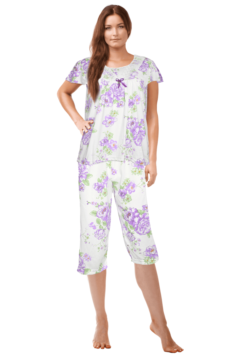 JEFFRICO Womens Pajamas For Women Capri Set Sleepwear Soft Pajamas